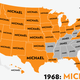 Illustration for article titled Map: Six Decades of the Most Popular Names for Boys, State-by-State